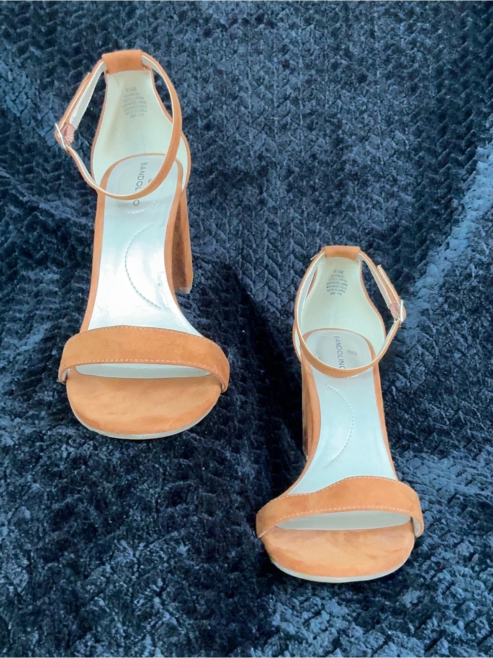 Bandolino Open-Toe Ankle Strap Block Heels in Rust